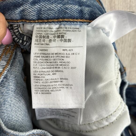 Levi's Wedgie Jeans Womens Sz 25 Straight Button Fly Distressed Hem High Rise - Picture 15 of 16